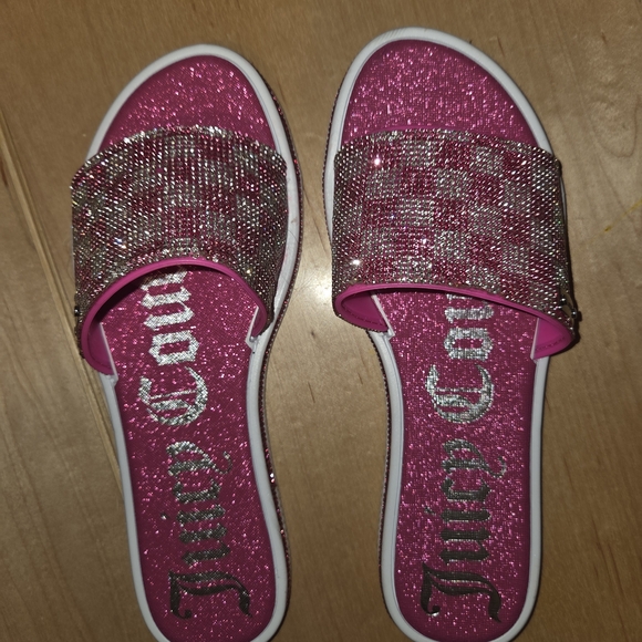 Juicy Couture Pink Glitter Slide Sandals - Picture 2 of 2